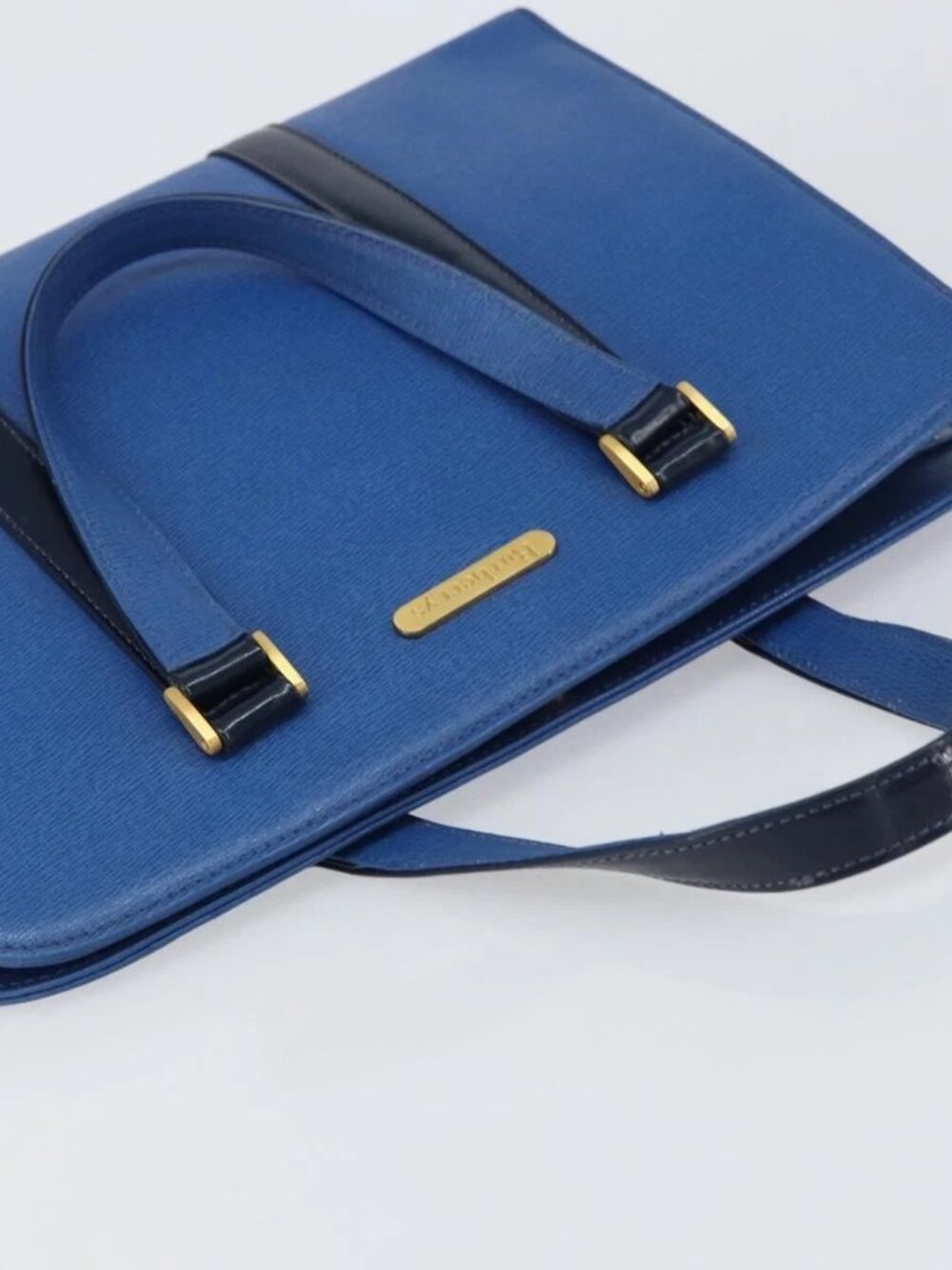 Burberrys Hand Bag Leather Blue Gold Auth 159091 - Picture 7 of 16